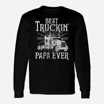 Best Trucking Papa Funny Trucker Truck Driver Raglan Baseball Tee Unisex Long Sleeve | Crazezy