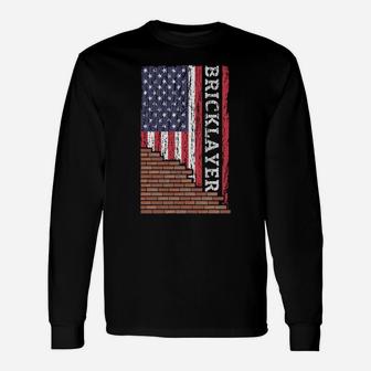 Brick Mason Bricklayer Masonry Dad Us Flag Construction Gift Sweatshirt Unisex Long Sleeve | Crazezy