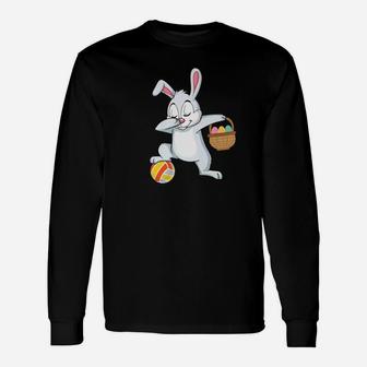 Bunny Rabbit Easter Eggs Dabbing Playing Volleyball Unisex Long Sleeve | Crazezy AU