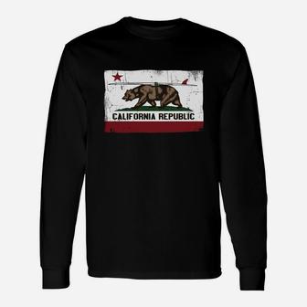 California Republic Surfing Bear Flag Vintage T-shirt Unisex Long Sleeve | Crazezy AU