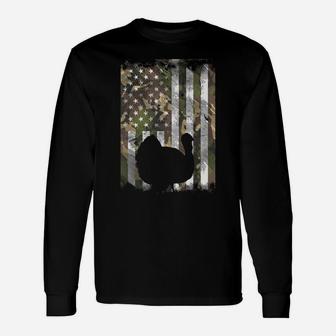 Camo Us America Flag Turkey Day Hunting Thanksgiving Gift Unisex Long Sleeve | Crazezy CA