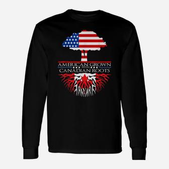 Canadian Roots American Grown Tree Flag Usa Canada Unisex Long Sleeve | Crazezy