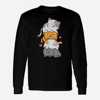 Cat Cats Meowtain Cute Kitty Pile Anime Kawaii Neko Gift Unisex Long Sleeve | Crazezy