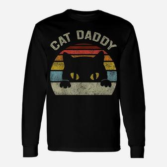 Cat Daddy Men Vintage Retro Black Cats Dad Fathers Day Gift Unisex Long Sleeve | Crazezy