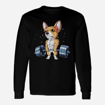 Chihuahua Weightlifting Funny Deadlift Fitness Gym Gifts Unisex Long Sleeve | Crazezy AU