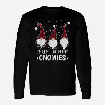 Chillin With My Gnomies Buffalo Plaid Gnome Christmas Pajama Unisex Long Sleeve | Crazezy DE