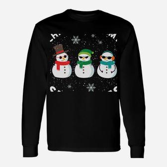 Chillin With My Snowmies Cute Snowman Ugly Christmas Sweater Sweatshirt Unisex Long Sleeve | Crazezy DE