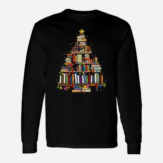 Christmas Library Tree Gift For Librarian And Book Lover Sweatshirt Unisex Long Sleeve | Crazezy