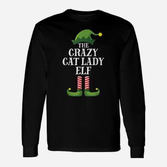 Crazy Cat Lady Elf Matching Family Group Christmas Party Pj Unisex Long Sleeve | Crazezy