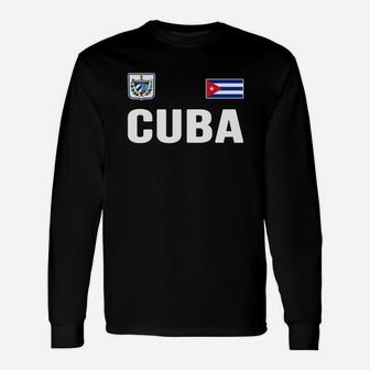 Cuba T-shirt Cuban Flag Tee Retro Soccer Jersey Style Unisex Long Sleeve | Crazezy