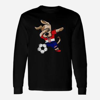 Dabbing Dog Croatia Soccer Jersey Croatian Football Lovers Unisex Long Sleeve | Crazezy