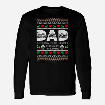 Dad Tow Truck Driver The Myth Legend Christmas Ugly Sweater Unisex Long Sleeve | Crazezy AU