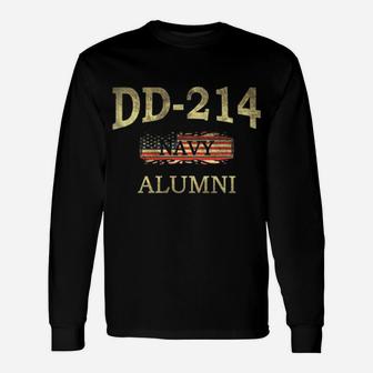 Dd-214 Navy Alumni American Flag Military Retired Veteran Unisex Long Sleeve | Crazezy