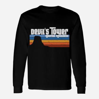 Devil's Tower National Monument Wyoming Retro WY Vacation Unisex Long Sleeve | Crazezy