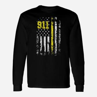 Dispatcher Shirt 911 Usa Flag Dispatcher Gift Back Print Unisex Long Sleeve | Crazezy