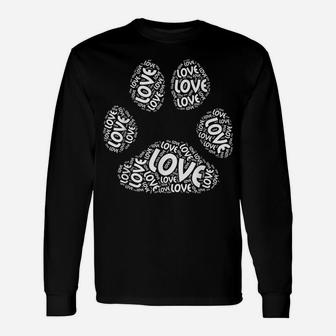 Dog Paw Print Love Word Silhouette Dogs Lover Cute Gift Idea Unisex Long Sleeve | Crazezy
