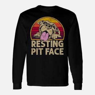 Dog Pitbull Resting Pit Face Funny Gift For Pitbull Lovers Unisex Long Sleeve | Crazezy