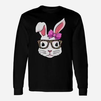Easter Shirt Leopard Print Glasses Egg Hunting Easter Bunny Unisex Long Sleeve | Crazezy UK