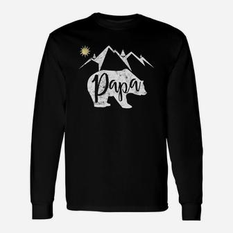 Fathers Day Papa Bear Mountain Hiking Camping Gift Tee Unisex Long Sleeve | Crazezy