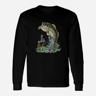 Fishing Graphic Large Mouth Bass Fish Gift Unisex Long Sleeve | Crazezy