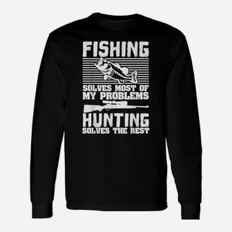 Fishing Solves Most Of My Problems Gag Quote Tee Shirt Gift Unisex Long Sleeve | Crazezy
