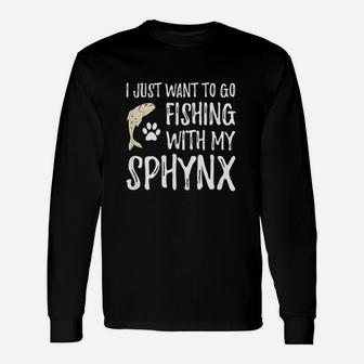 Fishing Sphynx For Boating Cat Mom Or Cat Dad Unisex Long Sleeve | Crazezy