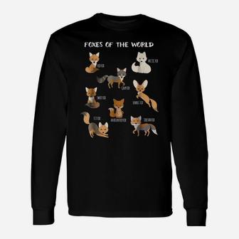 Foxes Of The World Funny Fox Animals Educational T Shirt Unisex Long Sleeve | Crazezy UK