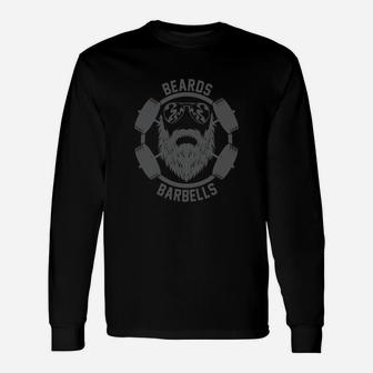 Funny Beard Barbells Gym T-shirt - Mens Premium T-shirt Unisex Long Sleeve | Crazezy UK