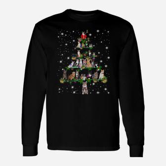 Funny Cats Christmas Tree Tee Ornament Decor Gift Unisex Long Sleeve | Crazezy