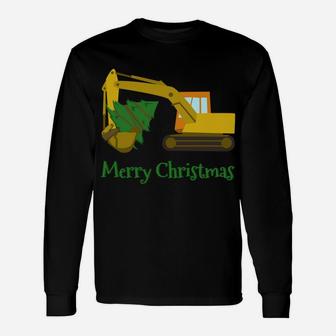 Funny Christmas Tree Construction Truck Long Sleeve Tshirt Unisex Long Sleeve | Crazezy