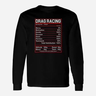 Funny Drag Racing Nutrition Facts Car Lover Unisex Long Sleeve | Crazezy