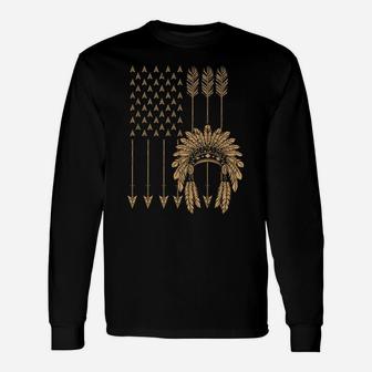 Funny Native American Flag Gift Cool Usa Tribe Patriotic Unisex Long Sleeve | Crazezy