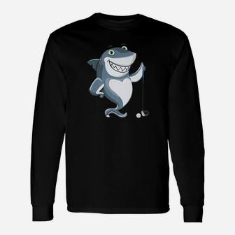 Funny Shark Playing Golf Fathers Day Gift Premium Unisex Long Sleeve | Crazezy