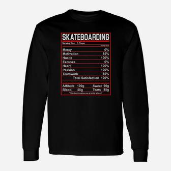 Funny Skateboarding Nutrition Facts Skate Board Unisex Long Sleeve | Crazezy AU