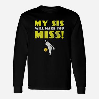 Funny Softball Pitcher Sister Brother Unisex Long Sleeve | Crazezy