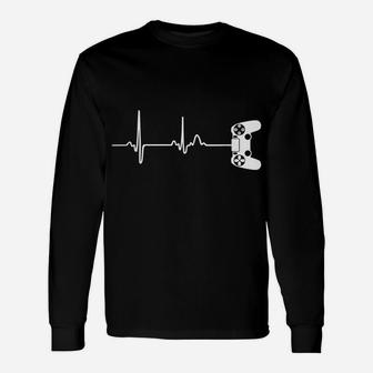 Gamer Heartbeat For Video Game Players Unisex Long Sleeve | Crazezy