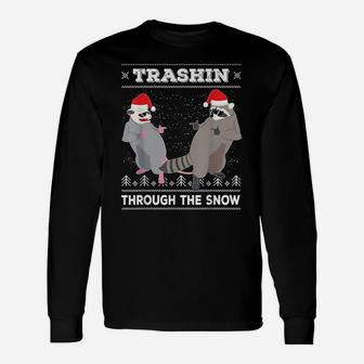 Garbage Gang Opossum Raccoon Ugly Christmas Sweater Unisex Long Sleeve | Crazezy