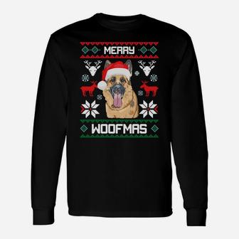 German Shepherd Merry Woofmas Sweatshirt Christmas Dog Gift Unisex Long Sleeve | Crazezy