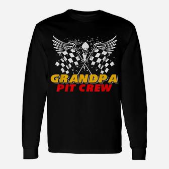 Grandpa Pit Crew Race Car Birthday Party Matching Family Unisex Long Sleeve | Crazezy