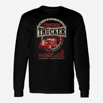 Grumpy Trucker Vintage 18 Wheeler Truck Driver Unisex Long Sleeve | Crazezy