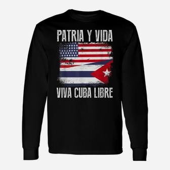 Half American Cuban Flag Vintage Cuba Men Women Unisex Long Sleeve | Crazezy CA