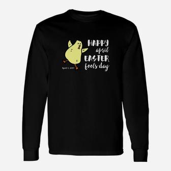 Happy April Easter Fools Day Funny Dancing Chick Unisex Long Sleeve | Crazezy UK