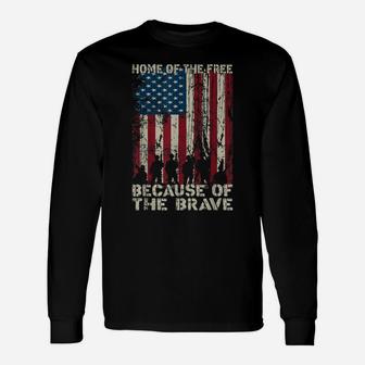 Home Of The Free Because Of The Brave American Flag T Shirt Unisex Long Sleeve | Crazezy