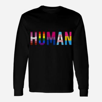 Human Lgbt Flag Gay Pride Month Transgender Rainbow Lesbian Sweatshirt Unisex Long Sleeve | Crazezy UK