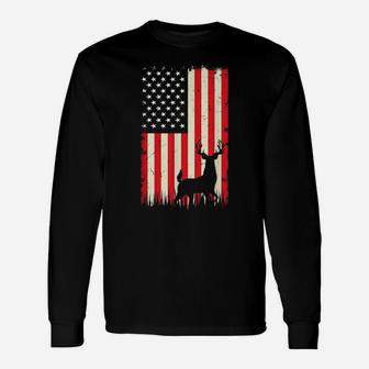 Hunting American Flag - Deer Hunter Buck Usa Gift Unisex Long Sleeve | Crazezy AU