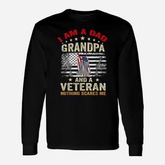 I Am A Dad Grandpa And A Veteran-Funny Veterans Day Usa Flag Unisex Long Sleeve | Crazezy AU