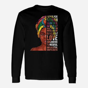 I Am Black Woman Afro African Woman - Black History Month Unisex Long Sleeve | Crazezy
