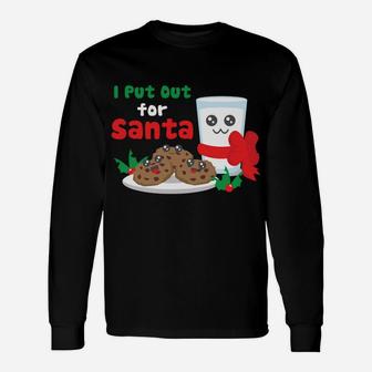 I Put Out For Santa Claus Cookie Milk Ugly Christmas Sweater Unisex Long Sleeve | Crazezy