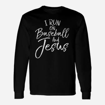 I Run On Baseball And Jesus Cool Christian Tee For Boy Unisex Long Sleeve | Crazezy AU