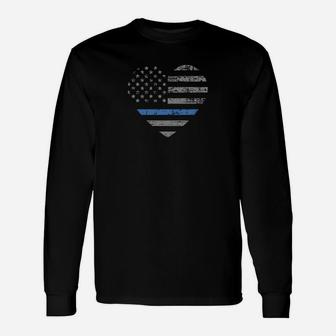 I Support The Thin Blue Line Heart Flag Sweatshirt Unisex Long Sleeve | Crazezy